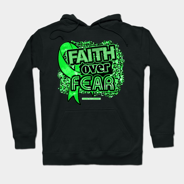 Cerebral Palsy awareness  Ribbon Faith Over Fear Leopard Gift For Cerebral Palsy warrior Hoodie by Lewis Swope